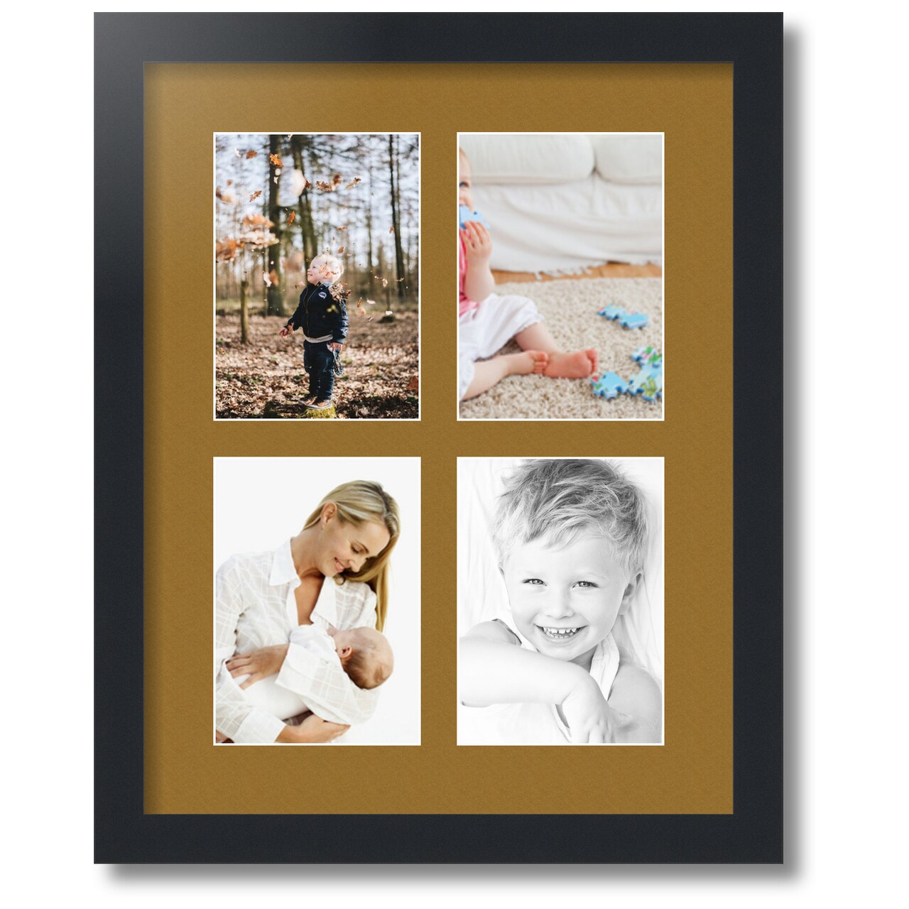 ArtToFrames Collage Photo Picture Frame with 4 - 5x7 inch Openings, Framed in Black with Over 62 Mat Color Options and Regular Glass (CSM-3926-3)